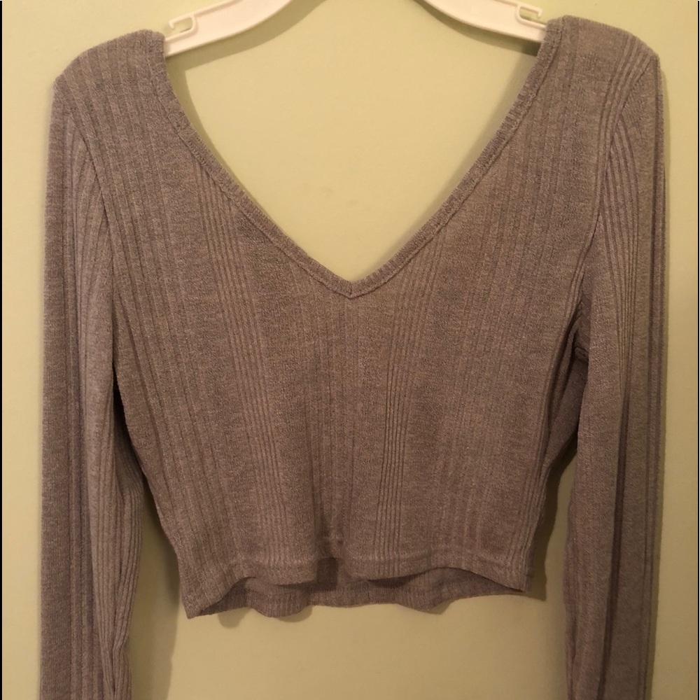 SHEIN ribbed long sleeve crop top